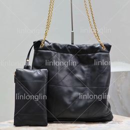 10A luxury designer bags 38cm pochon tote women genuine leather handbags bucket quilted bag strap crossbody 2 in 1 black mirror quality shoulder bag with small wallet