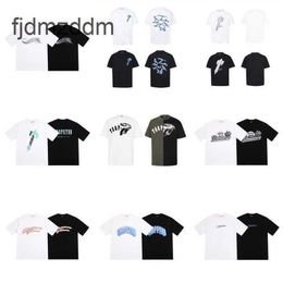 Men's and women's trends Designer fashion Trapstar Classic Short Sleeved T-shirt Rainbow New Letter Embroidered Loose Mens and Womens Bottom Shirt