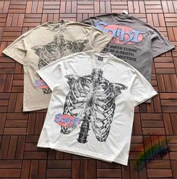 Men's T-Shirts Apricot Grey White Saint T Shirt Men Women Skull Skeleton Print T Short Slve T240508