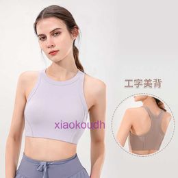 Designer Tops Sexy LUL Women Yoga Underwear Ribbed High Neck Sports Bra forLUL Women High-strength Shock-absorbing Running Outdoor Fitness Yoga Suit Top