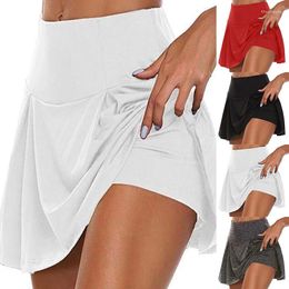 Skirts Solid Colour Yoga Shorts Women Fashion Sports Fitness Double-layer High Waist Loose Beach Casual 4colors