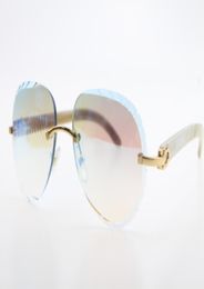 Whole Rimless Sunglasses 8200765 Unisex White Genuine Natural Horn Glasses Shield High Quality SunGlasses Oval Optical Men Wom8510301