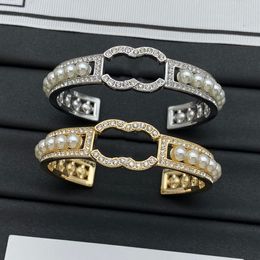 C-Letter Bangles Designer Bangle Titanium steel Bracelet Men Womens Brand Jewellery Inlay Crystal 18k Gold Stainless Steel Wristband Cuff Loves Gifts