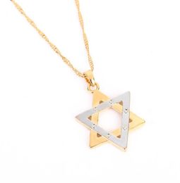 Jewish Jewellery Magen Star of David Pendant Necklace Women Men Chain Two Tone Gold Colour Brass Israel Necklace2194420