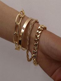 Charm Bracelets 4 Pieces Set Of HipHop Cshaped Bracelet Simple Thread Exaggerated Set Punk Metal Rope Jewelry Gift199i5174550