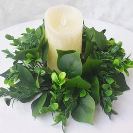 Candle Holders Realistic Green Wreath Eucalyptus Ring Set Artificial Greenery Garland For Home Wedding Party Table Centrepiece