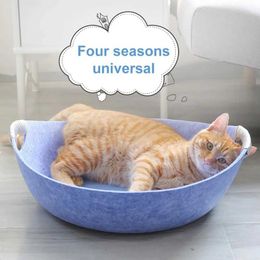 Cat Beds Furniture Soft Cat Bed Felt Pet Supplies Kennel Universal Cat House Nest Sofa For Small Large Dog All Season Lounge Bowl Pot Pet Products d240508