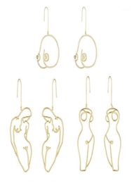 3 Pairs Artsy Abstract Lady Breast Statement Hoop Earrings Kit Hollow Outline Female Body Boob Earrings Kit Jewelry12946617