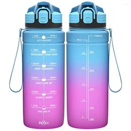 Water Bottles 1L Bottle Sport Time Scale Reminder Large Capacity Cup Leakproof Drinking Outdoor Travel Gym Fitness Jugs