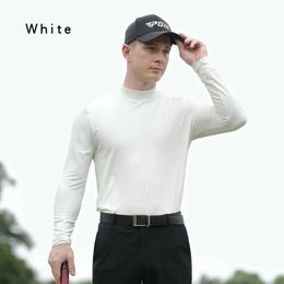 Men's Polos PGM Mens Autumn/Winter Long Slve Sports Jersey Mens Clothing Round Neck Design Elastic Bottom Shirt Supplies Y240506