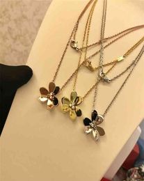 Brand Pure 925 Sterling Silver Jewelry For Women 3 Leaf Flower Neckalce Pendant 60cm Clover Sakura Wedding Party Necklace 210616226951486