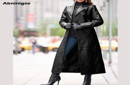 Leather Jacket Women Long Women s Clothing Spring Solid Color Steampunk Gothic Lapel Biker Woman Faux Fur Coat 2208184635640