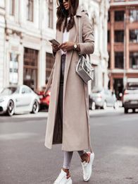 Women039s Wool Blends Winter Elegant Long Sleeve Coat For Women Light Tan Office Lady Overcoat Plus Size Windproof Fashion Wi6412672