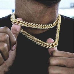 Hip Hop18MM Gold Chain For Men Iced Out Chain Necklace Jewellery Cuban Link Necklace Fashion Punk Necklace 18 20 24 30 Inch 285t