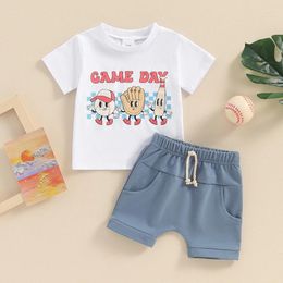 Clothing Sets Toddler Baby Boy Summer Outfits Play Ball Embroidery T-Shirt Baseball Print Short Set Casual Game Day Clothes