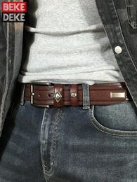 Belts Mens Cowhide Genuine Leather Belt Pin Buckle Strap For Jeans Handmade Vintage Rivets Waistband Casual