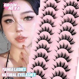 False Eyelashes Groinneya 5/10 pairs of natural fake eyelashes comic book fluffy and soft Wispy role-playing extension artificial mint makeup d240508