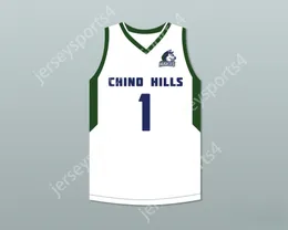 CUSTOM Mens Youth/Kids LAMELO BALL 1 CHINO HILLS HUSKIES WHITE BASKETBALL JERSEY WITH PATCH 2 TOP Stitched S-6XL