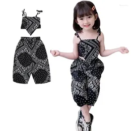 Clothing Sets 2PCS Summer Children Clothes Black Sling Vest Pants For Girl Teenager Suits