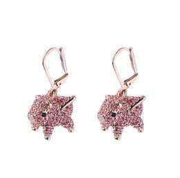 KS Series Animal Fruit Diamond Stud Owl pineapple piglet dolphin bee Colour diamond earrings for sweet girl3357693