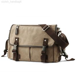 Men Crossbody Bag Canvas Vintage Business Handbag for Men Casual 13 inch Laptop Large Capacity Durable Briefcase Men Bag
