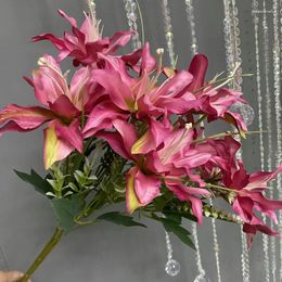 Decorative Flowers Realistic Artificial Flower Bouquet Home Decor Feel Comfortable Lily Wedding Bridal Room Decoration