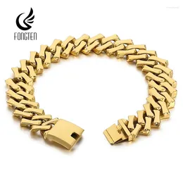 Chains Fongten 20/32mm Curb Necklace For Women Men 316L Stainless Steel Heavy Square Cuban Chain Choker Male Shiny Jewelry