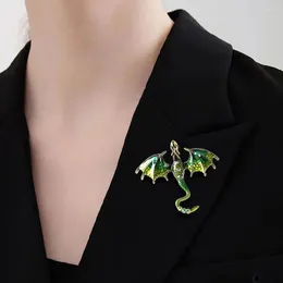 Brooches Flying Dragon Brooch Cartoon Animal Shape Vintage Enamel Lapel Pin Oil-dripping Rhinestone Men Women Clothing Decor Jewellery Gift