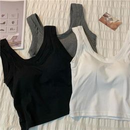 Camisoles & Tanks Summer Vest Underwear One-Piece Inner Fixed Cup With Chest Pad Casual Anti-Exposure Sports Tube Top Ladies