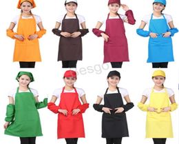 Pocket Craft Cooking Baking Aprons Household Adult Art Painting Solid Colours Apron Kitchen Dining Bib Customizable BH2950 TQQ8021244