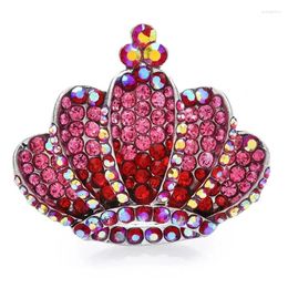 Brooches Pink Sparking Rhinestone Crown For Women Exquisite Jewelry Corsage Unisex Men Badge Brooch Pin Gifts Party Accessories