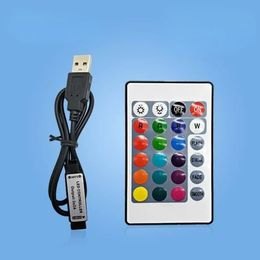 24 Keys LED RGB Controller for LED Light Strip Bar 5V USB IR Infrared RF Wireless Remote Control Dimming Dimmer Switch