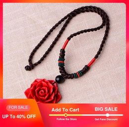 Romantic Choker Statement Necklace Women Big Chain Red Rose Flower Necklace Black Stone Pedants Necklaces Dropshopping 20203017347