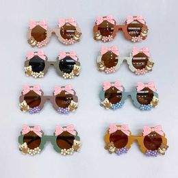 Sunglasses Kids Girls Sunglasses Cute Sweet Flowers Bow Bear Funny Sunglasses Summer Outdoor Travel Party Favor H240508