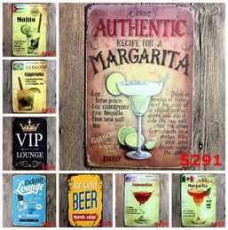 Vintage Home Decor wall art pictures Retro Ice Cold Wine Beer Plaque Whiskey cocktail Metal Tin Signs Painting Poster Iron Sticker7854627