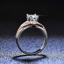 Band Rings Female engagement RVVS1 Mosilicone Rwith Side Stone Promise Bridal Ring 2 14k Gold Plated SterlSilver Jewellery J240508