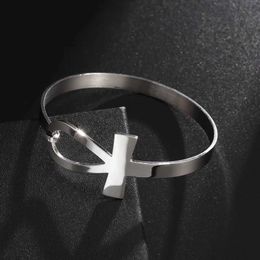 Charm Bracelets Stainless Steel Egyptian Sign Ankh Cross Life Cuff Bracelet for Women Girls Beautiful Religious Style Gift