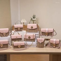 Totes 2024 Luxury Fashion Brand Pink Macaron Series Exquisite Printed Bag High Quality Single Shoulder Crossbody Women's