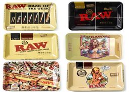 RAW Cartoon Tobacco Rolling Metal Smoking Tray 6 Styles 18012515mm Cigarette Trays Brass Plate Herb Handroller Roll Case Roller 1810328