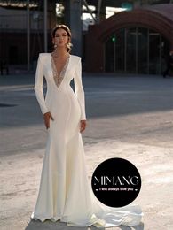 White sexy Evening Dress Party Dress for women 2024 new spring high-end long sleeved sequin V-neck