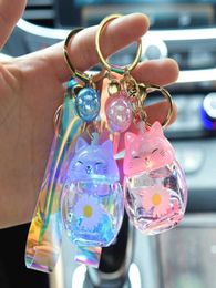 Luminescent Floating Cat Keychain Light Acrylic Kitten Liquid Keychains Couple Jewellery Christmas Gift Cute Keychain Key Chains G18560776