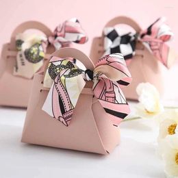 Gift Wrap 1pc Leather Bags Bow Ribbon Packaging Bag Wedding Favour Jewelry Candy Box Cute Mini Portable Storage