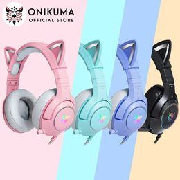 Headsets ONIKUMA K9 wired headphones with RGB Light Flexible HD Mic gaming headset 7.1 surround PC gaming console headphones J240508