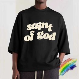 Men's T-Shirts Puff Print CPFM Saint Of God T Shirt 1 1 High Quty Black T-shirt Summer Style Saint Tops T T240508