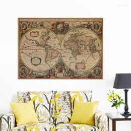 Wall Stickers Retro Nautical Ocean Vintage Kraft Paper Poster Chart Sticker Antique Home Decor