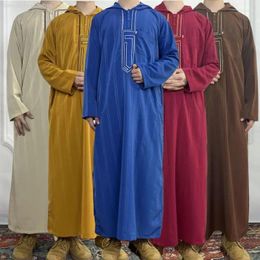 Ethnic Clothing Middle East Men Hooded Robe Dress Ramadan Eid Jubba Thobe Muslim Islamic Casual Kaftan Dishdasha Traditional Garment