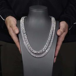 Iced Out Hiphop VVS Baguette Clustered 6/10Mm Necklaces Sier Sparkling Moissanite Tennis Chain