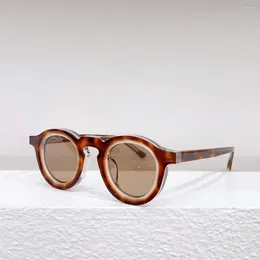 Sunglasses 2024 Fashion Vintage Pilot Solid Two-Tone Acetate Frame TAC Lens Retro Round Design Women Man A