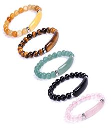 8mm Natural Stones Beaded Bracelets Tiger Eye Strands Bangles Healing Pink Crystal Precious Gemstone Fashion Women Mens Stretch Ro1602618