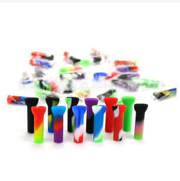 Mini silicone Philtre Tips for Dry Herb Tobacco With Tobacco Cigarette Holder Thick Pyrex Colourful Glass Smoking Pipes mouthpece drip tip